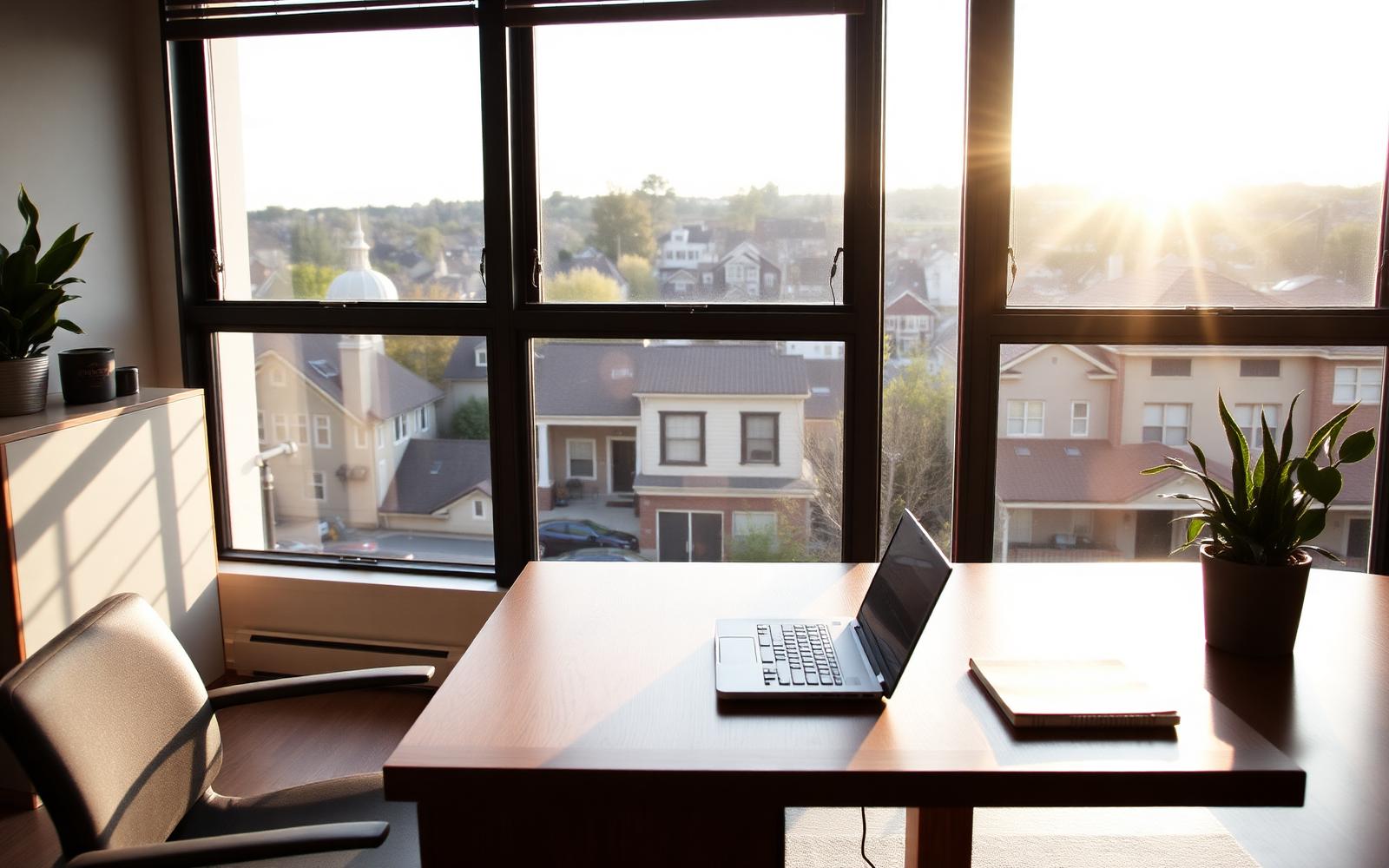 Morning light in the Padilla Gonzalez advisory office overlooking Memphis, New York
