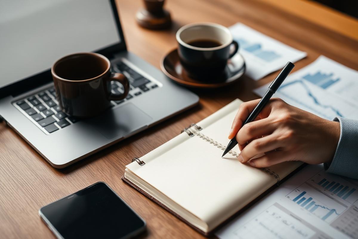 Notebook and coffee